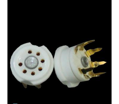 Ceramic Miniature 7-Pin Gold Plated PCB Mount Tube Socket