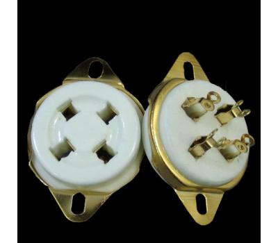 Ceramic 4-Pin Gold Plated Tube Socket