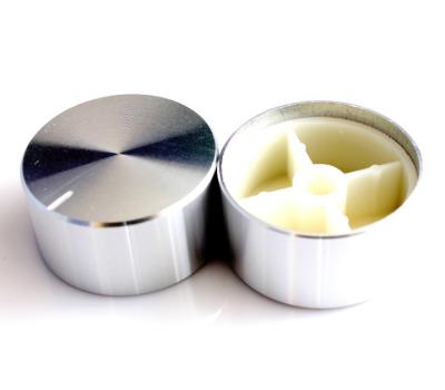 Silver 34mm x 17mm Aluminum Rotary Knob