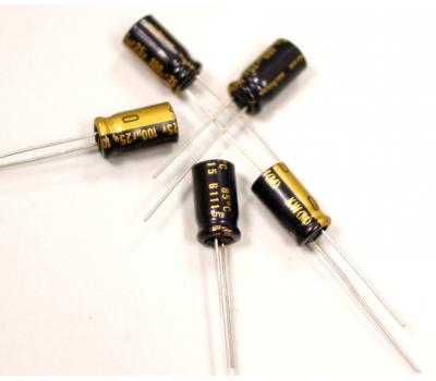 Nichicon FW 100uF 25V Electrolytic Capacitor