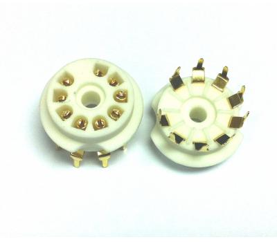 Ceramic 9-Pin Miniature Noval Gold Plated PCB Mount Tube Socket